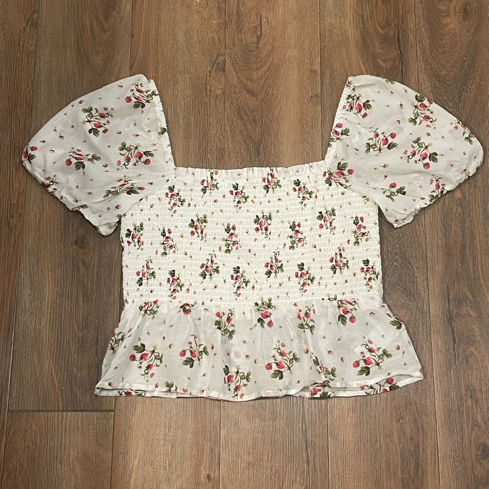 J. Crew White Printed Blouse